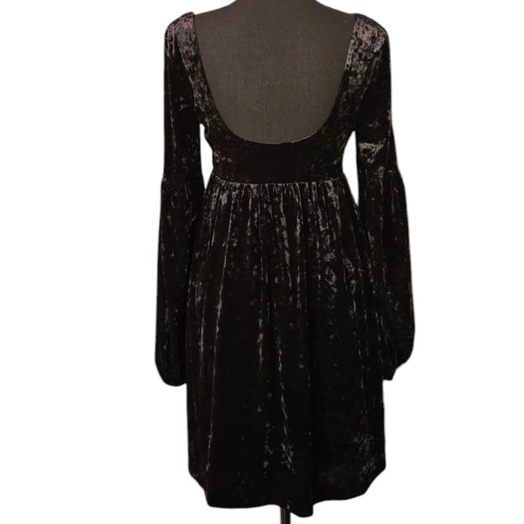 Free People Black Vevlet Solid Oh So Easy Babydoll Dress Size Small - Picture 2 of 6